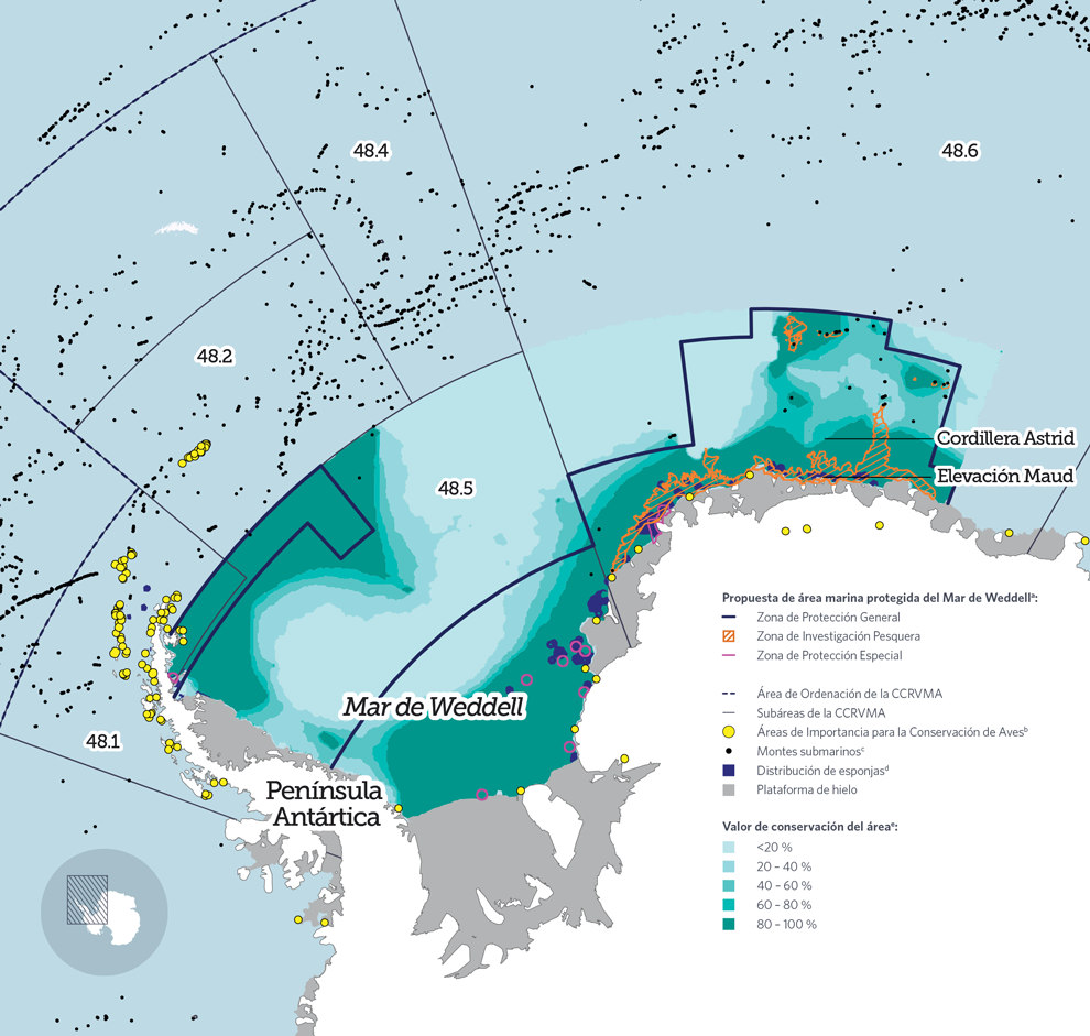 mar de weddell en el mapa mundial